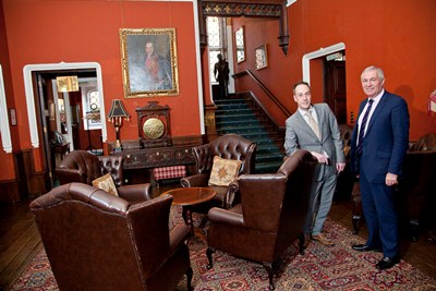 Dewi Davies of Tourism Partnership North Wales Launch of Hospitality Ambassadors. Dewi Davies with Chris Evans of the Ruthin Castle. Dewi Davies of Tourism Partnership North Wales Launch of Hospitality Ambassadors. Dewi Davies with Chris Evans of the Ruthin Castle.