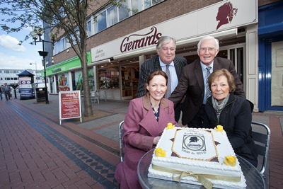 GERRARDS 175 YEARS OF BAKING. Pictured is (front L/R) Dawn van Rensburg, Claire Gerrard-Jones, Michael Coxey Managing Director of Coxeys and Philip Gerrard-Jones. GERRARDS 175 YEARS OF BAKING. Pictured is (front L/R) Dawn van Rensburg, Claire Gerrard-Jones, Michael Coxey Managing Director of Coxeys and Philip Gerrard-Jones.